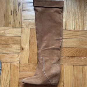 Michael Kors Brown Suede Over the Knee wedge Boots